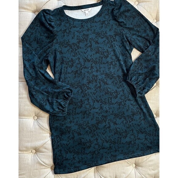 NINE WEST XXL DARK GREEN Black Snake Long Puff Balloon Sleeve Sweater Dress - Picture 8 of 13